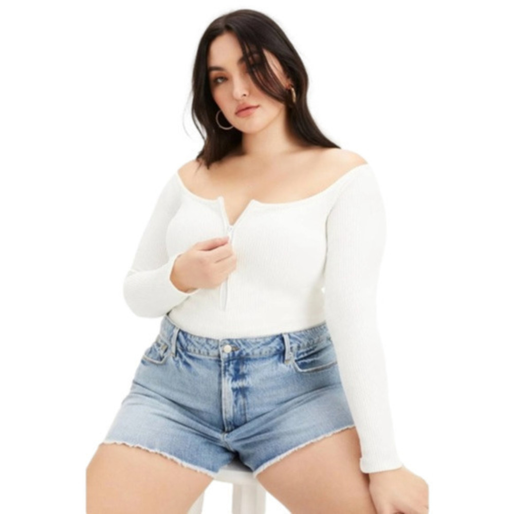 3/$30 _ GOOD AMERICAN | 1/2 Zip Bodysuit ribbed long sleeve size 7 = US size 4X